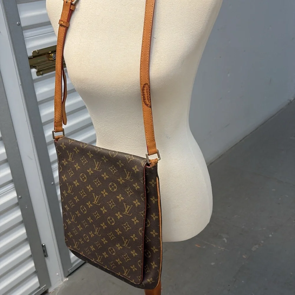 Louis Vuitton Brown Monogram Messenger Bag with Tan Strap